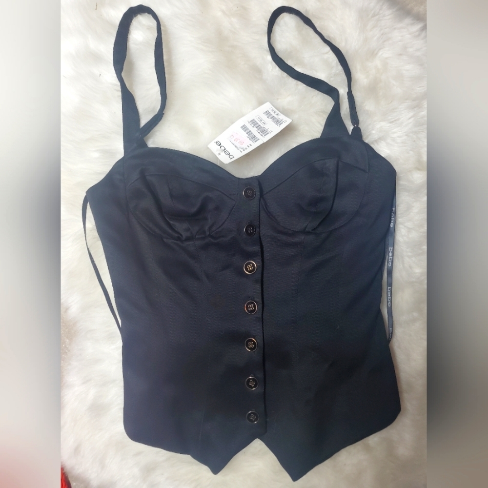 Bebe button up bustier NWT